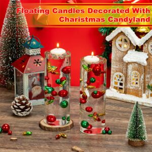 MadeTop 4114 Pcs Christmas Vase Filler Pearls for Vase Fillers Floating Candles Centerpiece with 8 Floating Candles Water Gels Beads for Christmas Home Table Party Decor(Bulb)