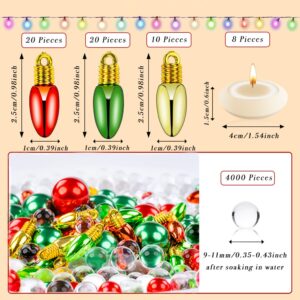 MadeTop 4114 Pcs Christmas Vase Filler Pearls for Vase Fillers Floating Candles Centerpiece with 8 Floating Candles Water Gels Beads for Christmas Home Table Party Decor(Bulb)