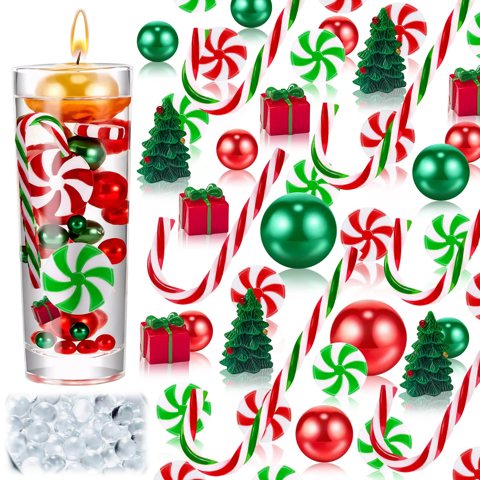 OneNine 7138 Pieces Christmas Vase Filler Water Beads Transparent Christmas Baubles Plastic Christmas Vase Filler Pearl for Christmas Family Table Party Decorations