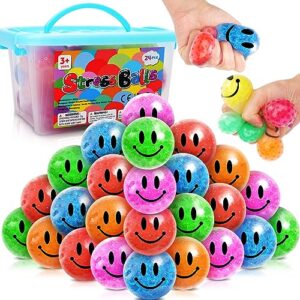 squishy stress balls fidget toys - 24 pack sensory stress balls bulk, fidget sensory stress ball for autism, add, adhd, autism - classroom prizes, birthday party favors, easter basket stuffers