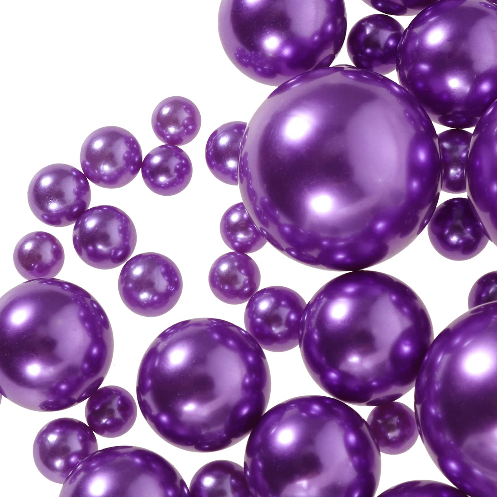 No Hole Floating Pearls Gems Purple Glossy Faux Pearls for Vase Filler Wedding Table Scatter Makeup Holder 125pcs