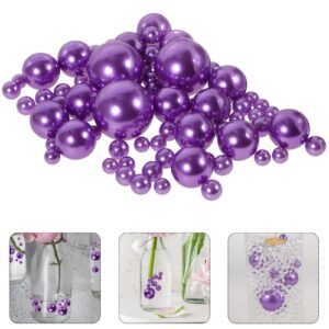 No Hole Floating Pearls Gems Purple Glossy Faux Pearls for Vase Filler Wedding Table Scatter Makeup Holder 125pcs