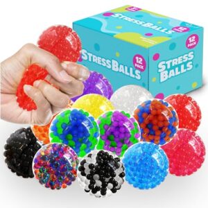 stress balls set - 12 pack - stress balls fidget toys for adults - sensory ball, squishy balls, anxiety relief calming tool - fidget stress toys for autism & add/adhd