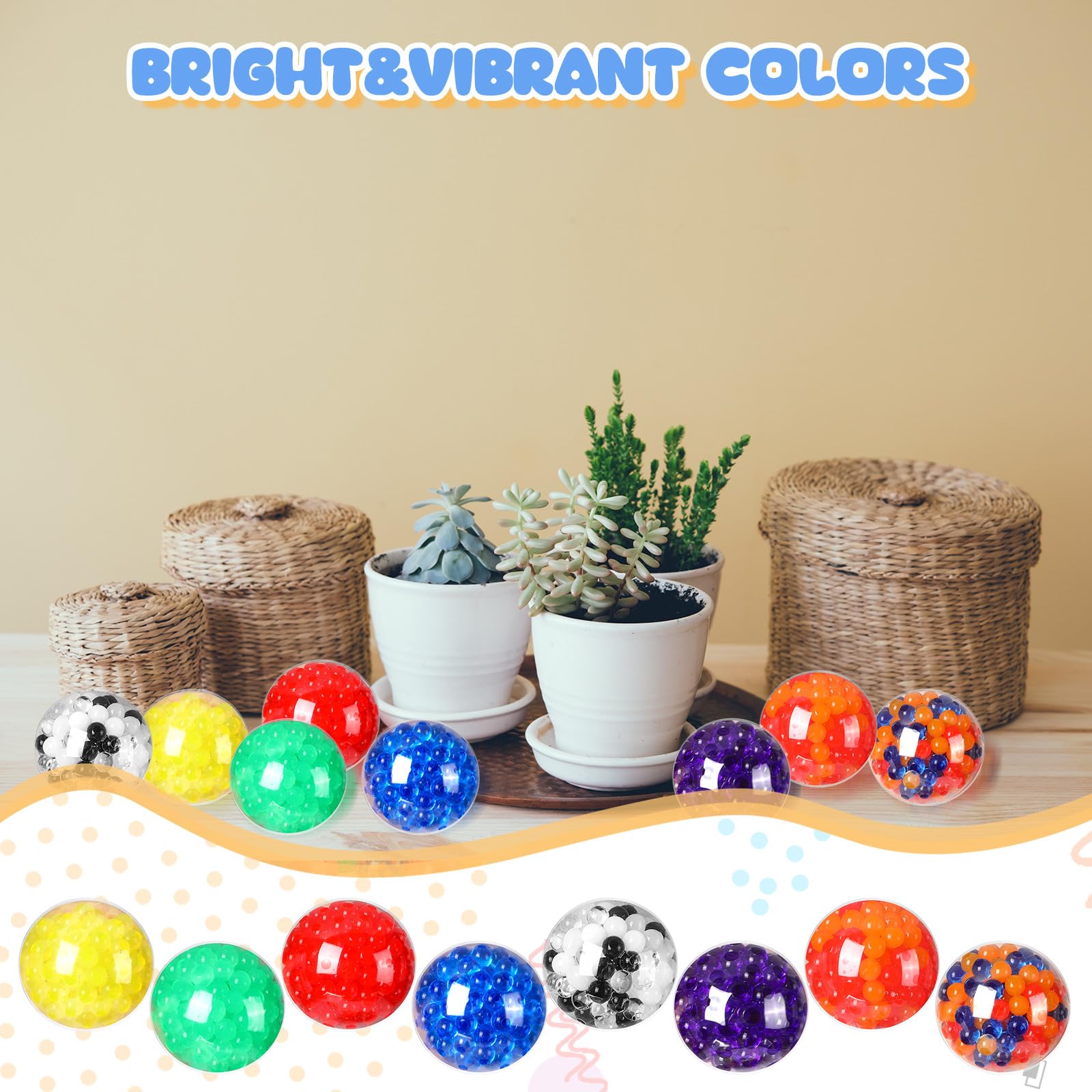 Poen 150 Pcs Small Balls Christmas Ball Adults Ball with Water Beads 1.65 Inches Colorful Balls Bulk for Party Favors, 8 Colors