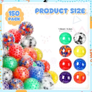 Poen 150 Pcs Small Balls Christmas Ball Adults Ball with Water Beads 1.65 Inches Colorful Balls Bulk for Party Favors, 8 Colors