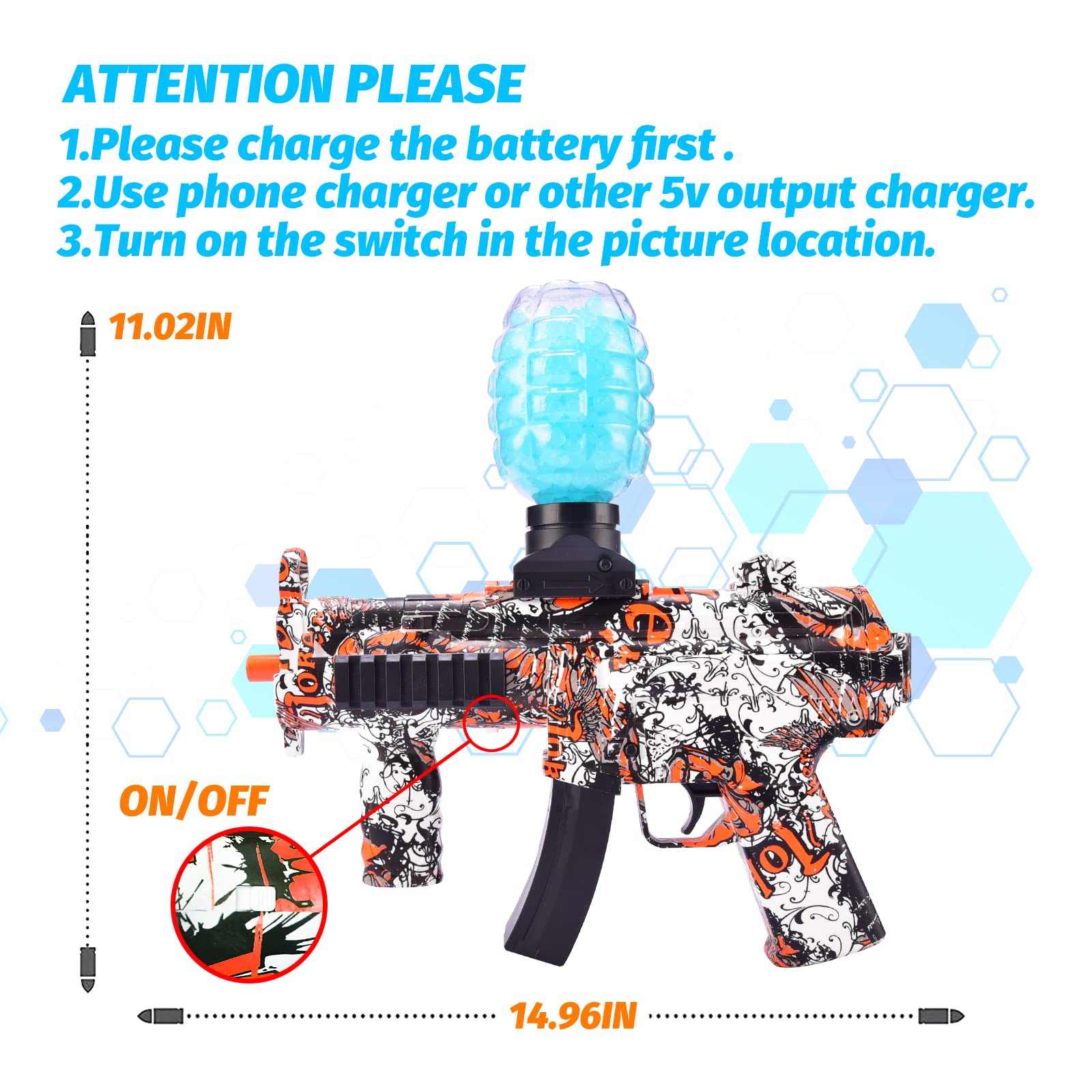 Rilatll Gel Ball Blaster Kit, Full Automatic Splat with Everything, Outdoor Shooting Game for Adults Age 14+, GBN04 Brown