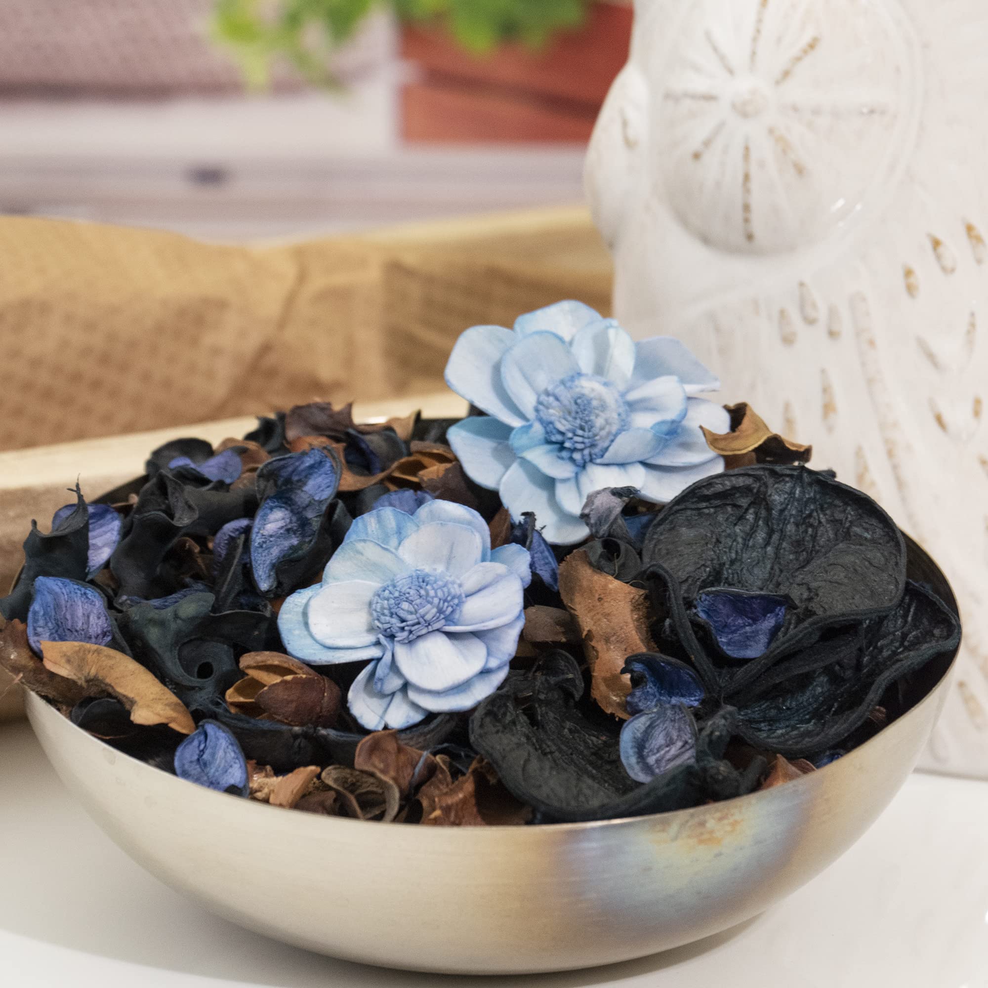 Naturally Potpourri Bag Home Décor | Floral Petals Vase & Bowl Filler Decoration (Blue)