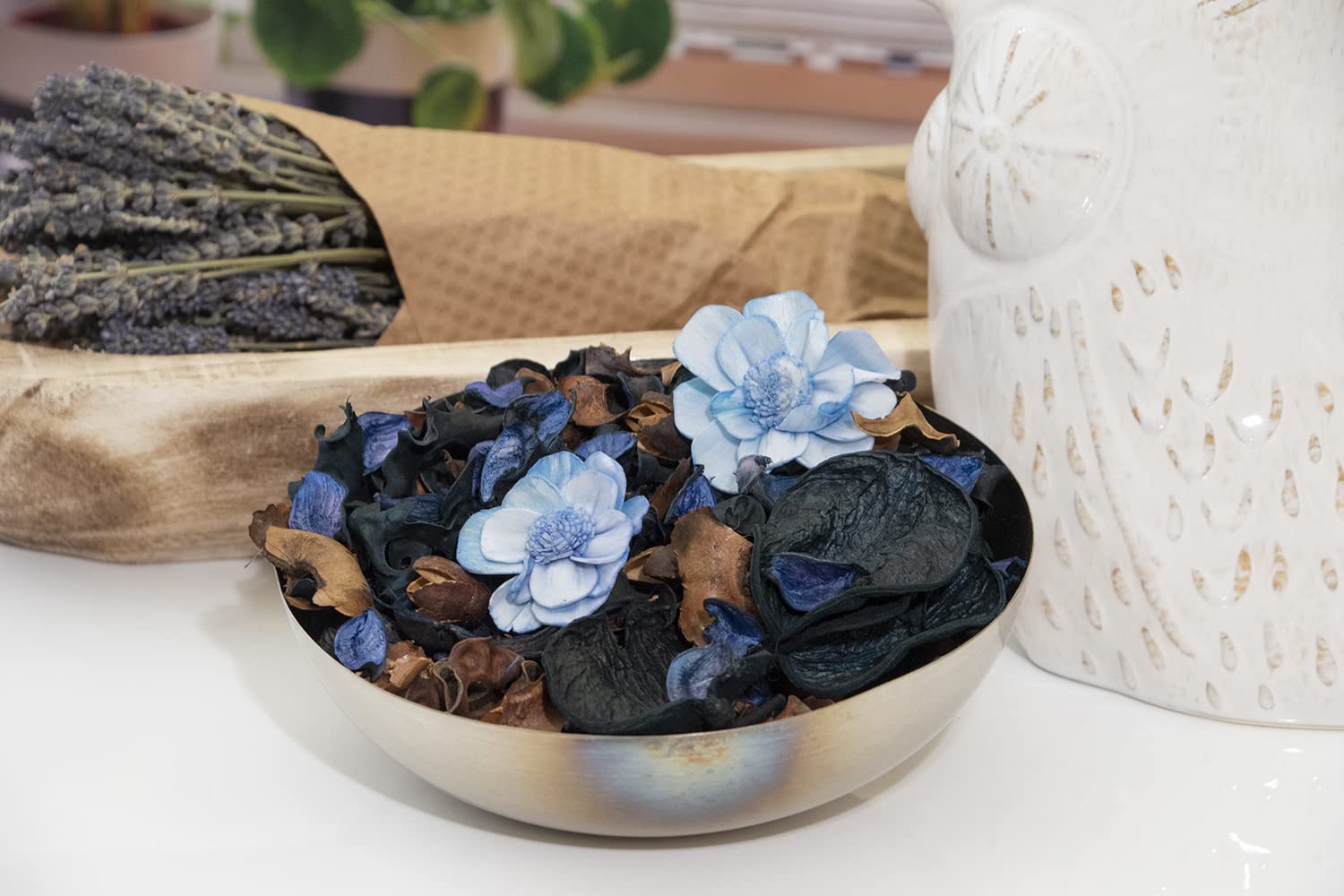 Naturally Potpourri Bag Home Décor | Floral Petals Vase & Bowl Filler Decoration (Blue)