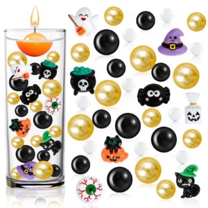 4116Pcs Halloween Vase Filler, Pumpkin Bat Spider Eyeball Ghost Water Beads for Vases, Halloween Floating Faux Pearls for Vase Home Table Party Decor