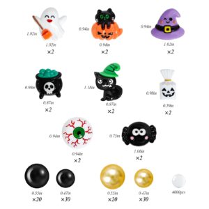 4116Pcs Halloween Vase Filler, Pumpkin Bat Spider Eyeball Ghost Water Beads for Vases, Halloween Floating Faux Pearls for Vase Home Table Party Decor