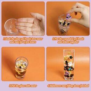 4116Pcs Halloween Vase Filler, Pumpkin Bat Spider Eyeball Ghost Water Beads for Vases, Halloween Floating Faux Pearls for Vase Home Table Party Decor