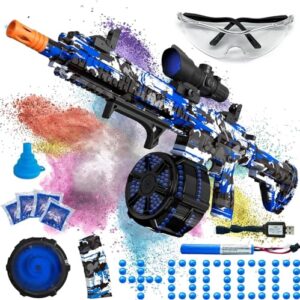electric gel ball blaster, high speed automatic splatter ball blaster with 40000+ and goggles, jiftok rechargeable splatter ball toys for outdoor activities shooting game party favors-blue