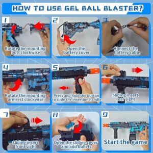 Electric Gel Ball Blaster, High Speed Automatic Splatter Ball Blaster with 40000+ and Goggles, JIFTOK Rechargeable Splatter Ball Toys for Outdoor Activities Shooting Game Party Favors-Blue