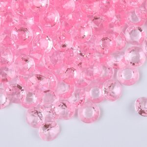 Gintoaria 1000pcs/ Pack Wedding Table Acrylic Diamond Scatter Crystals Confetti Acrylic Gems Vase Fillers Rhinestones for Wedding, Bridal Shower, Vase Beads Decorations (10mm, Baby Pink)