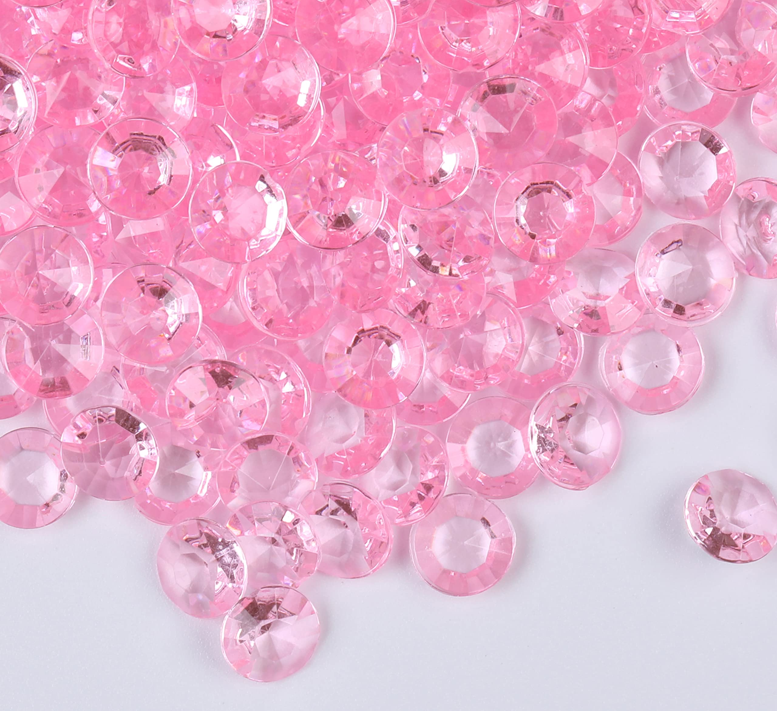 Gintoaria 1000pcs/ Pack Wedding Table Acrylic Diamond Scatter Crystals Confetti Acrylic Gems Vase Fillers Rhinestones for Wedding, Bridal Shower, Vase Beads Decorations (10mm, Baby Pink)