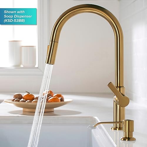 Kraus KPF-2820BB Oletto Single Handle Pull-Down Kitchen Faucet, 17 Inch, Brushed Brass