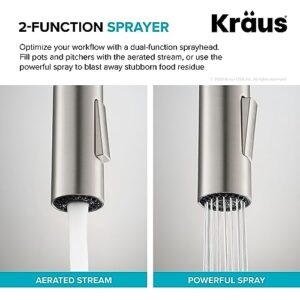 Kraus KPF-2820BB Oletto Single Handle Pull-Down Kitchen Faucet, 17 Inch, Brushed Brass