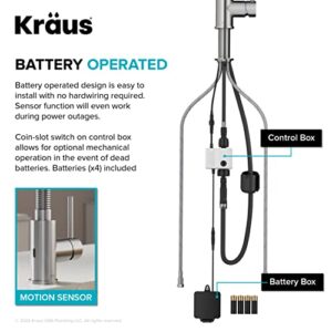 KRAUS Bolden Touchless Sensor Commercial Style 2-Function Single Handle Pull-Down Kitchen Faucet in Brushed Brass / Matte Black, KSF-1610BBMB