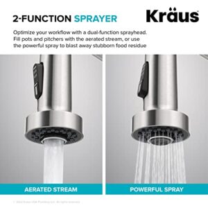 KRAUS Bolden Touchless Sensor Commercial Style 2-Function Single Handle Pull-Down Kitchen Faucet in Brushed Brass / Matte Black, KSF-1610BBMB