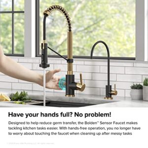 KRAUS Bolden Touchless Sensor Commercial Style 2-Function Single Handle Pull-Down Kitchen Faucet in Brushed Brass / Matte Black, KSF-1610BBMB