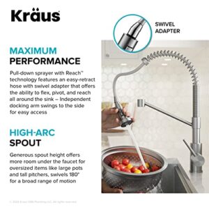 KRAUS Bolden Touchless Sensor Commercial Style 2-Function Single Handle Pull-Down Kitchen Faucet in Brushed Brass / Matte Black, KSF-1610BBMB