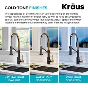 KRAUS Bolden Touchless Sensor Commercial Style 2-Function Single Handle Pull-Down Kitchen Faucet in Brushed Brass / Matte Black, KSF-1610BBMB