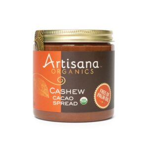 artisana organics cashew cacao spread, 9.5oz | sweetened with coconut sugar, no palm oil