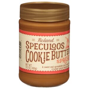 roland foods speculoos cookie butter spread, specialty imported food, 14.1-ounce jar, packaging may vary