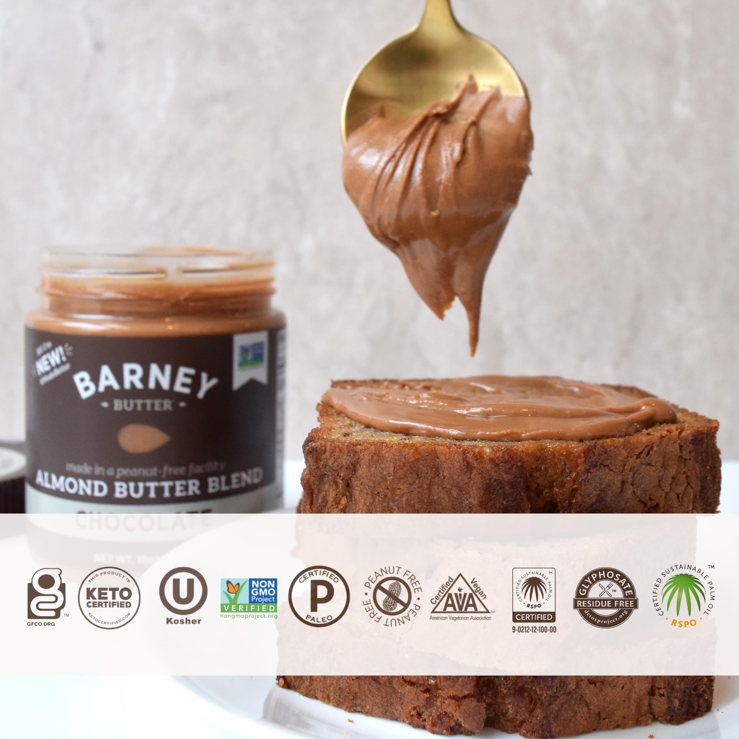 Barney Butter Almond Butter, Chocolate, 10 Ounce Jar, Skin-Free Almonds, No Stir, Non-GMO, Gluten Free, Keto, Paleo, Vegan