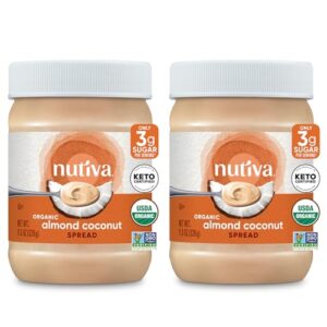 nutiva organic almond coconut spread,11.5 oz (pack of 2)- 3g sugar per serving,low carb,non-gmo, gluten free,keto certified, paleo, vegan, smooth, no stir