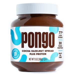 pongo cocoa hazelnut protein spread - low sugar, low carb sauce, keto-friendly chocolate dessert topping (13 oz jar)