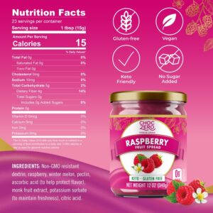 ChocZero Sugar Free Raspberry Jam Preserves - Keto Jelly - Fruit Spread with No Added Sugar (1 Jar, 12oz)