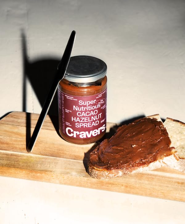 Cravers Cacao Hazelnut Spread No Added Sugar - Vegan, Paleo, Kosher & Gluten Free - No Palm Oil & No Artificial Sweeteners & Non MGO