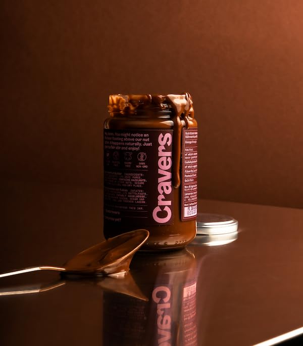 Cravers Cacao Hazelnut Spread No Added Sugar - Vegan, Paleo, Kosher & Gluten Free - No Palm Oil & No Artificial Sweeteners & Non MGO