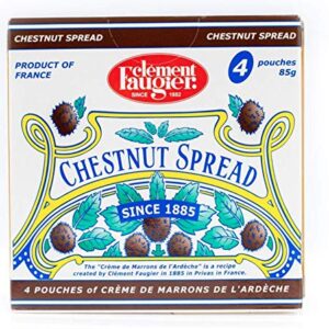 Clement Faugier Chestnut Spread From France 3oz (Pack of 4) Chestnut Jam Pouch | Creme De Marron Chestnut Puree | Chestnut Paste French | Gourmet Chestnut Cream, Kosher | Produced For Gourmanity