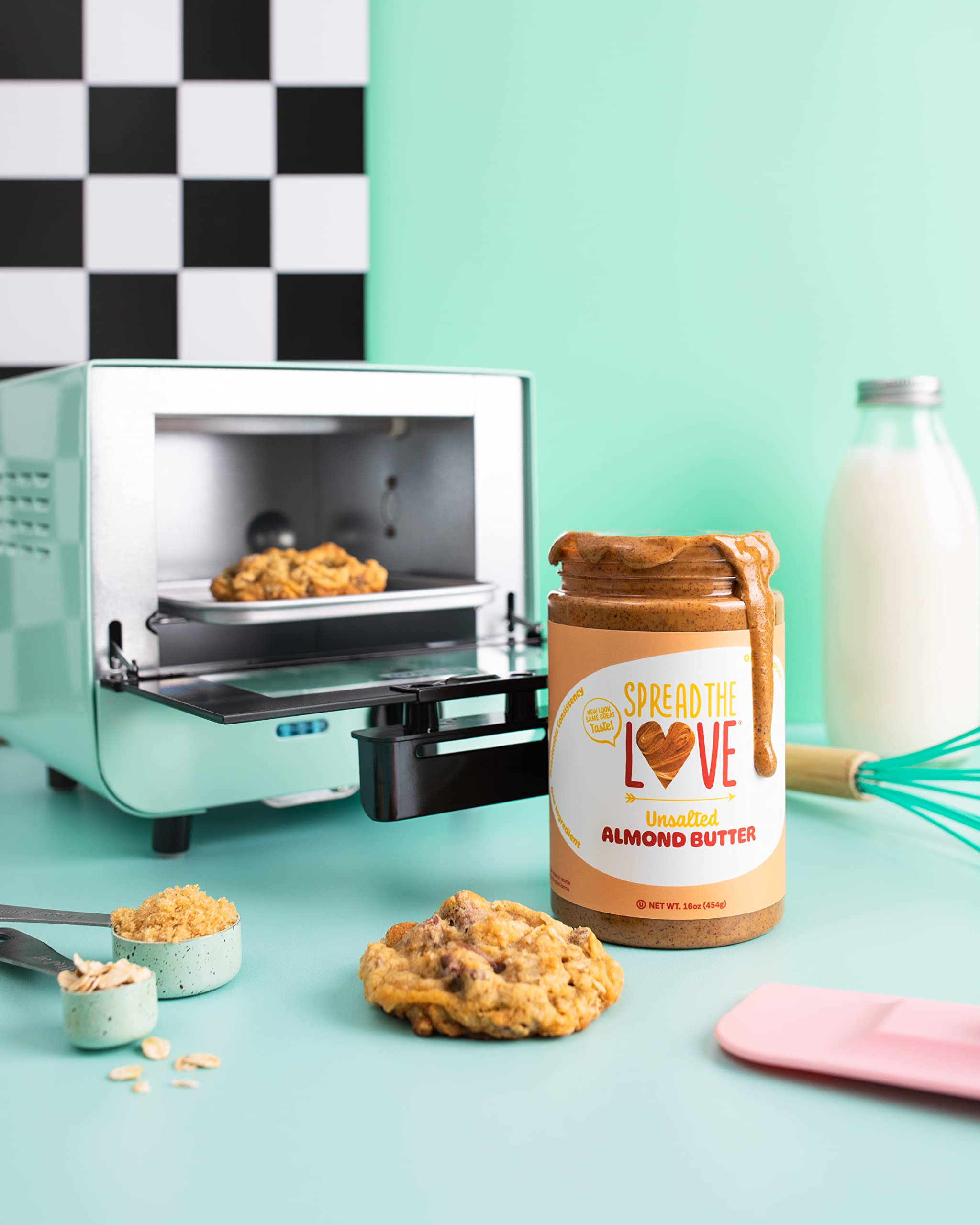 Spread The Love UNSALTED Almond Butter, 16 Ounce (All Natural, Vegan, Gluten-free, Creamy, No added salt, No added sugar, No palm fruit oil, Not pasteurized with PPO)