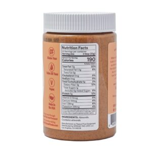 Spread The Love UNSALTED Almond Butter, 16 Ounce (All Natural, Vegan, Gluten-free, Creamy, No added salt, No added sugar, No palm fruit oil, Not pasteurized with PPO)