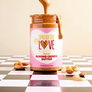 Spread The Love Almond Cashew Power Butter, 16 Ounce (All Natural, Vegan, Gluten-free, No salt, No sugar, No palm-oil, No-GMOs) (1-Pack)