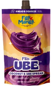 fila manila ube coconut spread as seen on shark tank - award-winning 5.8 oz pouch, vegan, gluten free, dairy free, no red 3, no red 40, no ube extract, no artificial colors, no artificial flavors, as seen on tiktok (1 pack)