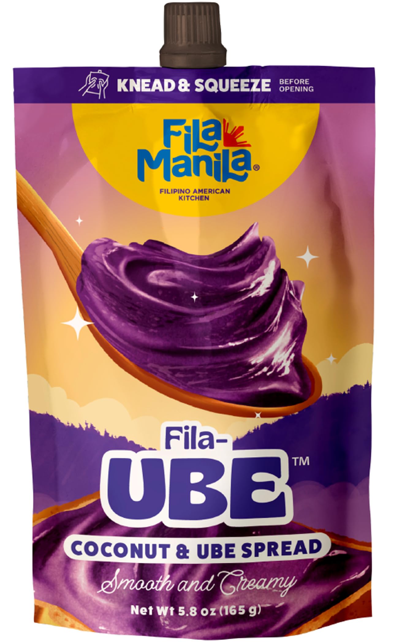 Fila Manila Ube Coconut Spread As Seen on Shark Tank - Award-Winning 5.8 OZ Pouch, Vegan, Gluten Free, Dairy Free, No Red 3, No Red 40, No Ube Extract, No Artificial Colors, No Artificial Flavors, As Seen on TikTok (1 Pack)