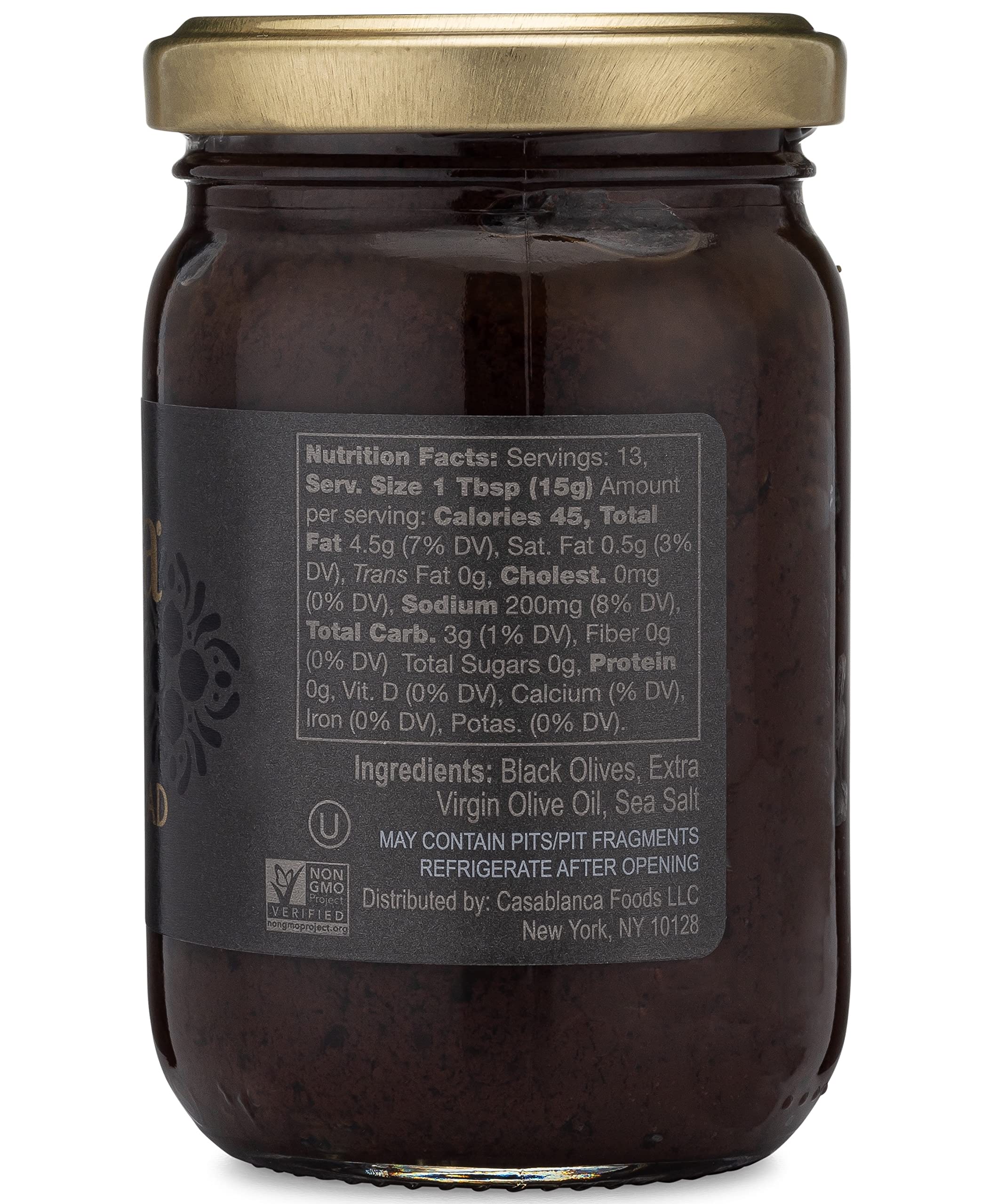 Mina Black Olive Spread, Gourmet Olive Tapenade, 7 oz (200g) - Premium Olive Spread made with Dry Cured Black Olives, Perfect for Appetizers, Dips, and More, Made with Moroccan Olives