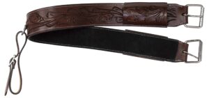 acerugs back cinch strap for western saddles horse bucking strap rear girth flank cinch smooth leather (brown tooled b)