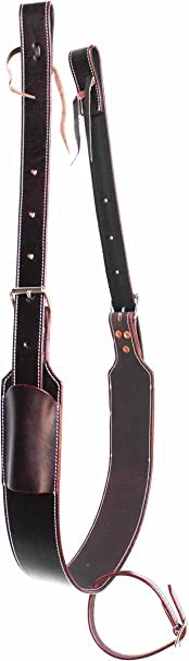 SHOWMEN CRAFT Horse Handcrafted Plain Oiled Brown Leather Back Cinch Rear Flank Saddle Cinch Girth with Billets