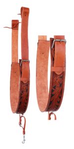 challenger western floral tooled leather rear flank back cinch w/billets 9776