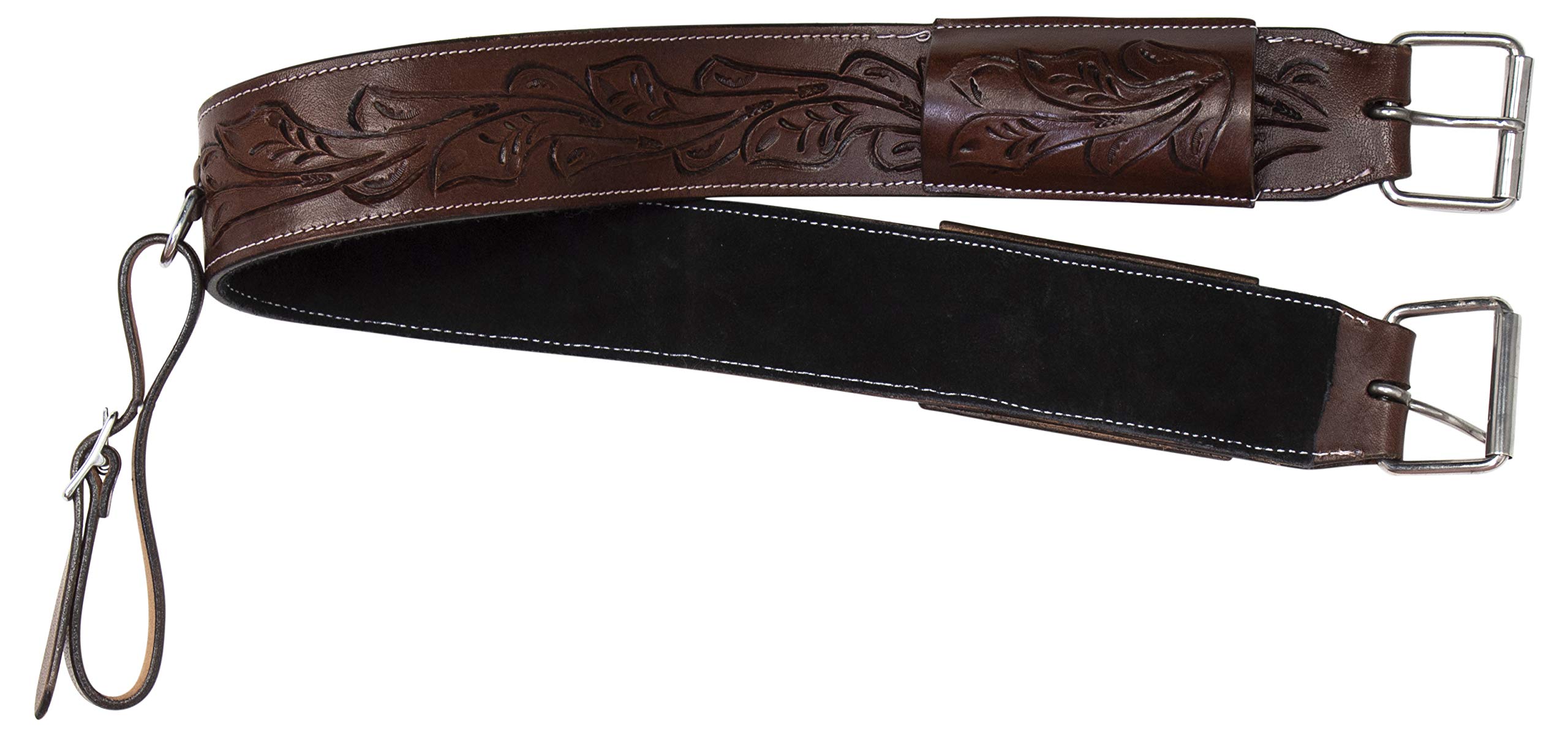 Acerugs NEW FLANK CINCH for WESTERN SADDLES HORSE TACK LEATHER BACK CINCH REAR GIRTHS (Brown Hand Carved, Horse)