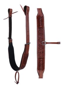 challenger horse western floral tooled leather rear flank saddle cinch w/billets 9788tn