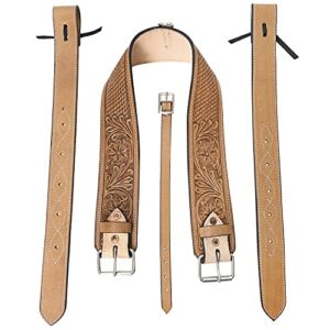 HILASON Horse Western Carved Leather Rear Flank Back Cinch Girth Saddle Billets Comfytack | Flank Cinch | Flank Cinch Billet | Western Cinch | Saddle Cinch | Western Girth | Saddle Billet Strap