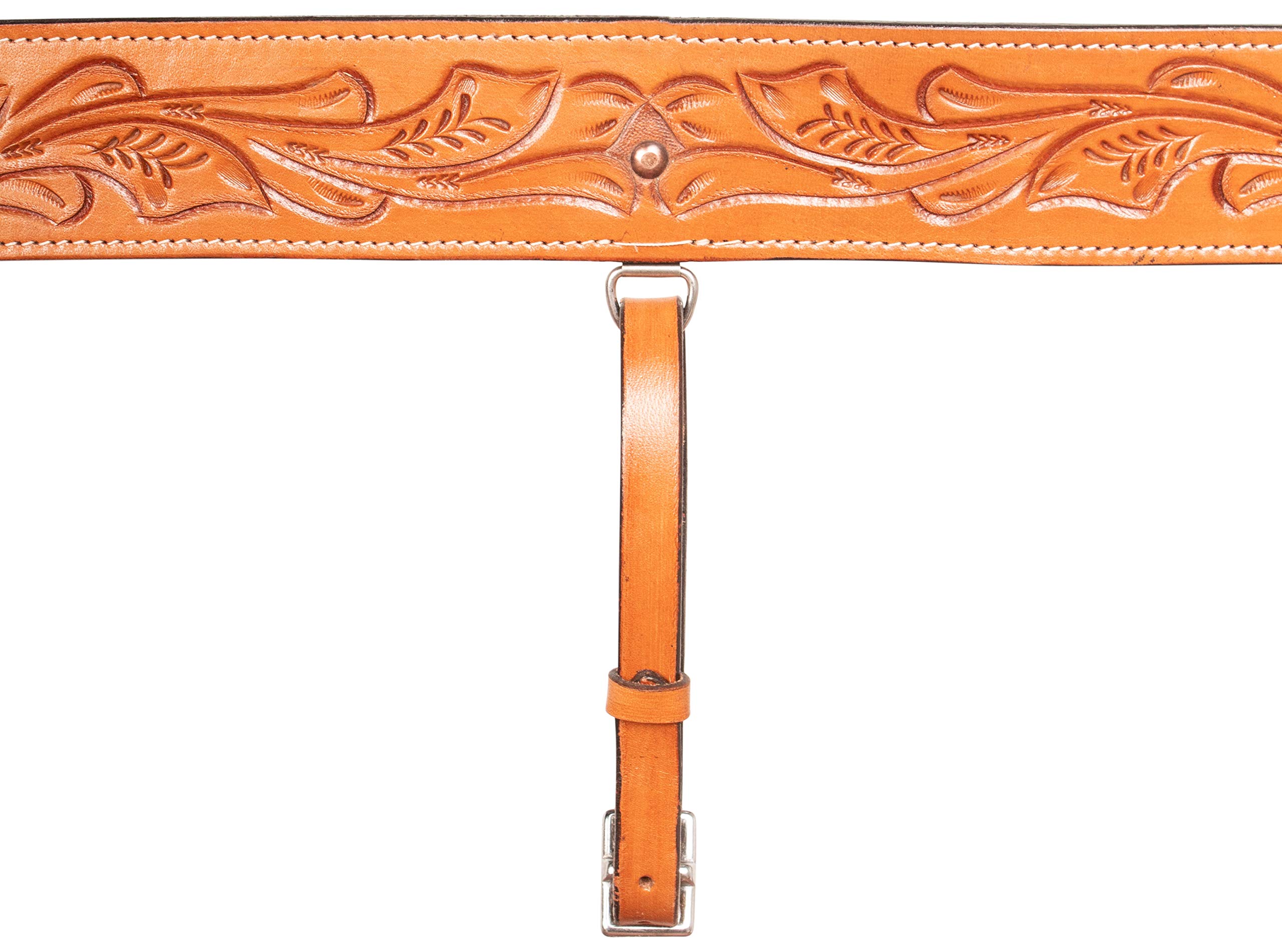 Acerugs WESTERN BACK CINCHES for HORSE SADDLES SMOOTH LEATHER REAR FLANK GIRTH BUCKING STRAP (Basket Weave)