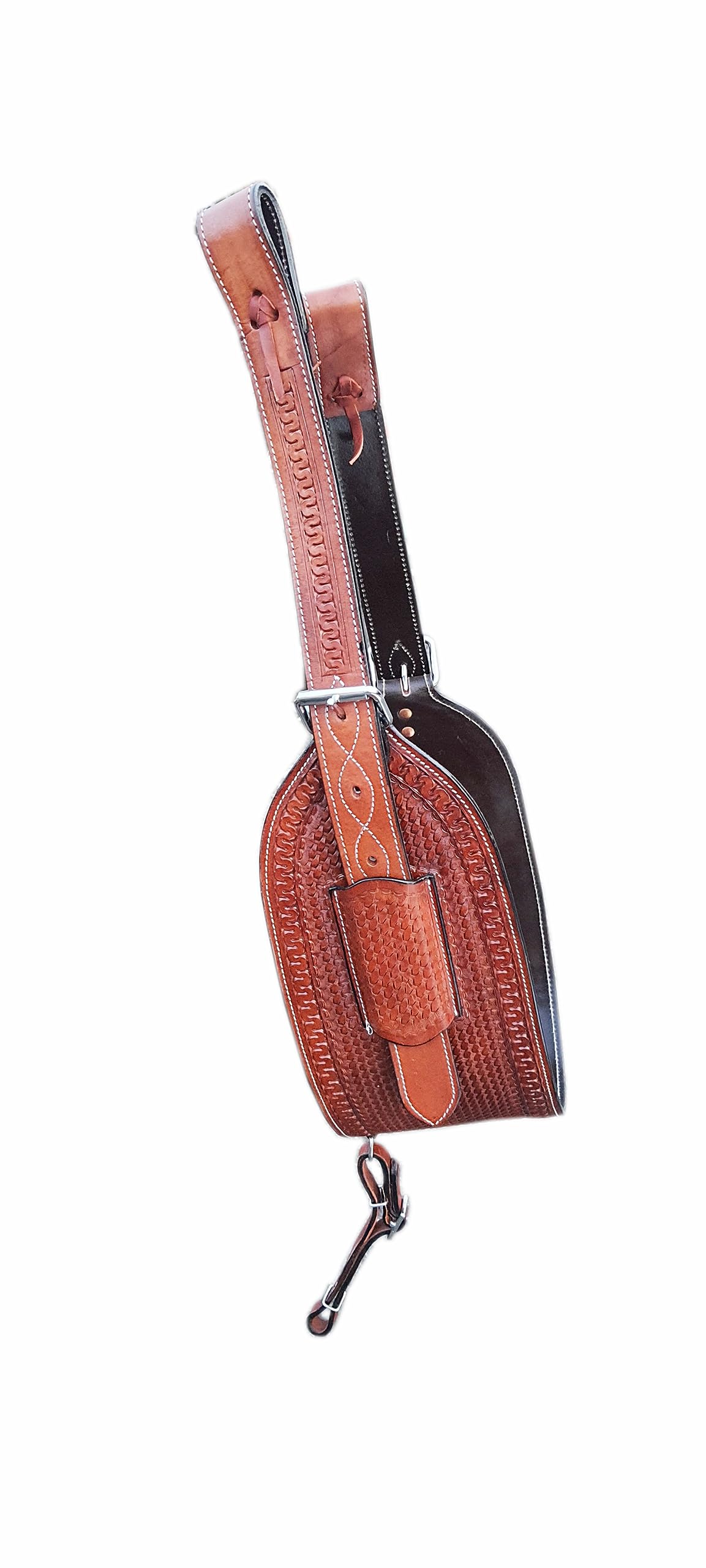 SHOWMEN CRAFT Western Horse Floral Tooled Leather Rear Flank Saddle Roper Back Cinch with Billets (Tan)