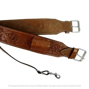 Floral Tooled Leather Back Rear Cinch Flank Billet Western Horse Girth Trail TACK